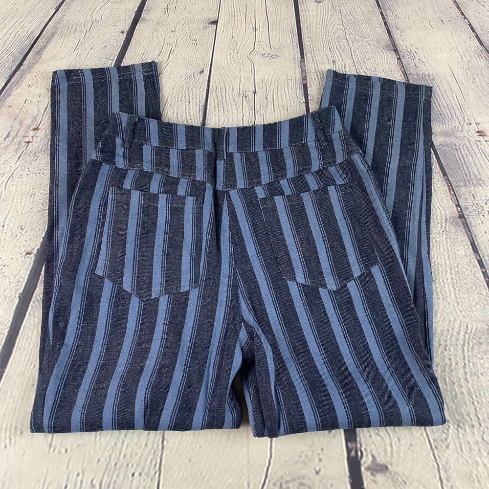 Wild Honey Striped High Waisted Chambray Twill Pants - Picture 7 of 8